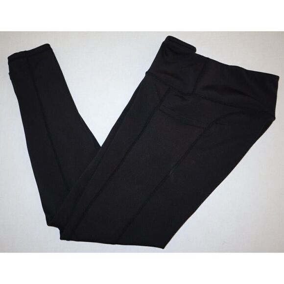 TSLA Women’s Sz Large Black Mid-Waist High Rise Pockets Running Yoga Gym Tights - Picture 5 of 6